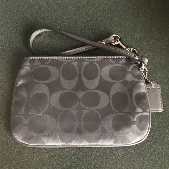 Coach Gray Canvas Leather Signature C Wristlet Mini Pouch - Picture 7 of 16
